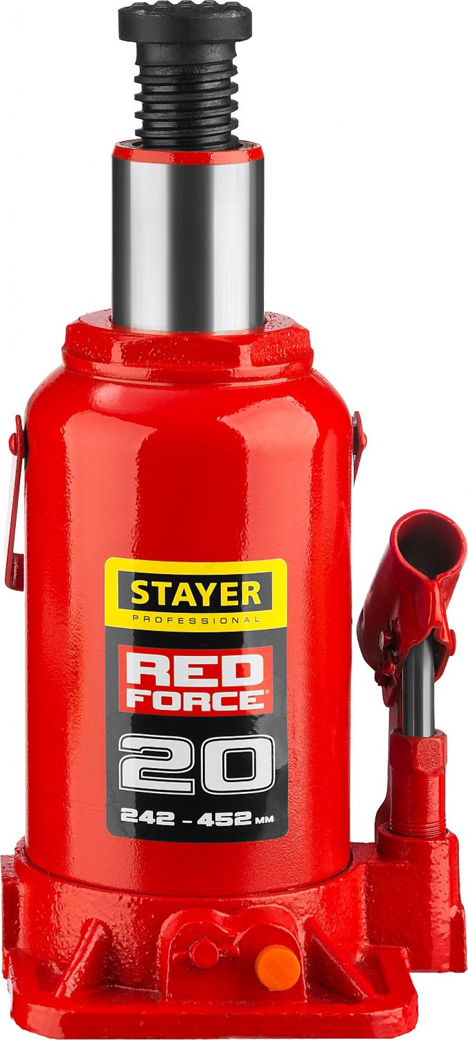 STAYER RED FORCE 20т 242-452мм домкрат бутылочный гидравлический